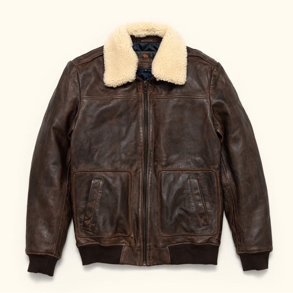 Maverick Leather Bomber Jacket - Genuine Leather - Buffalo Jackson - Medium